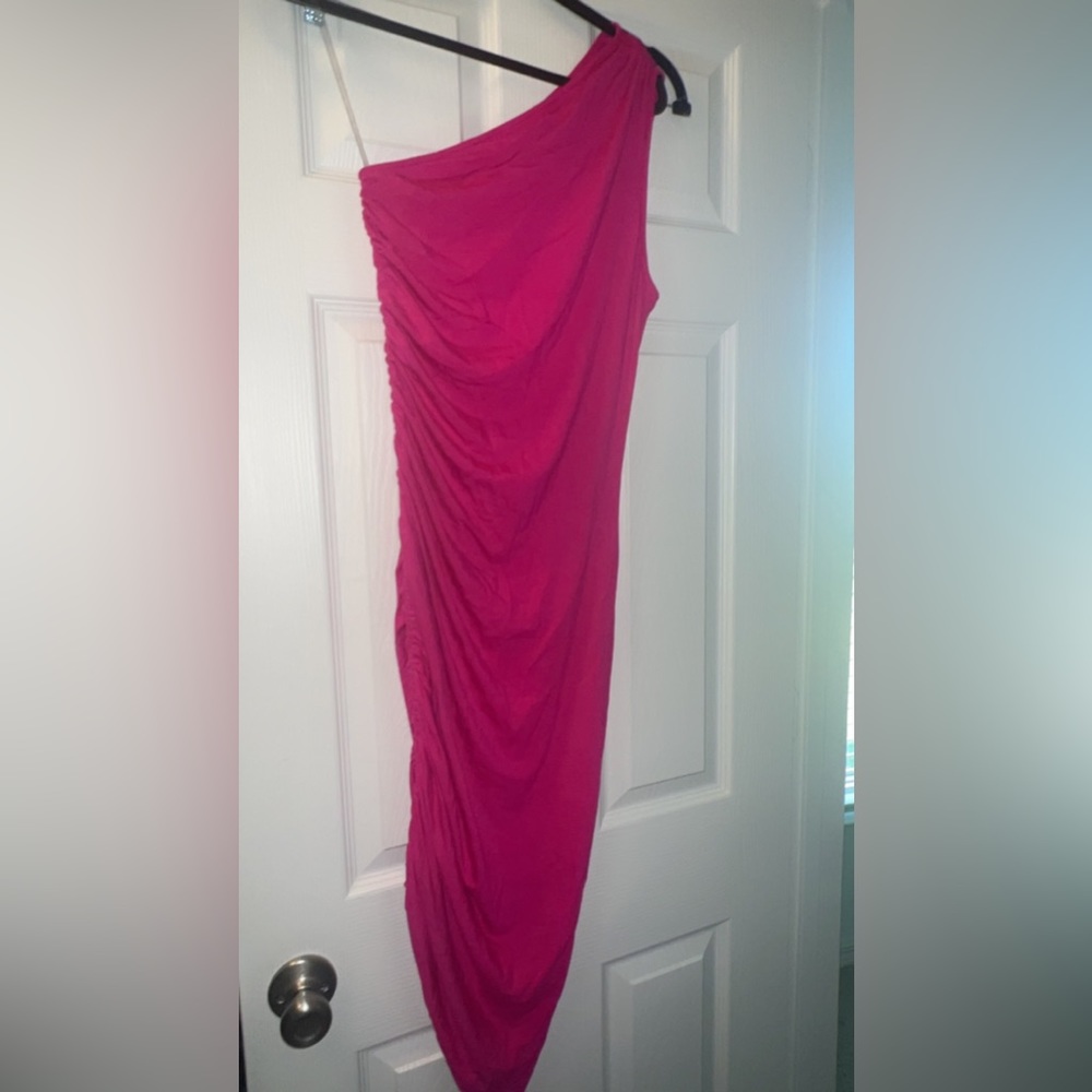 Hot Pink one shoulder Dress